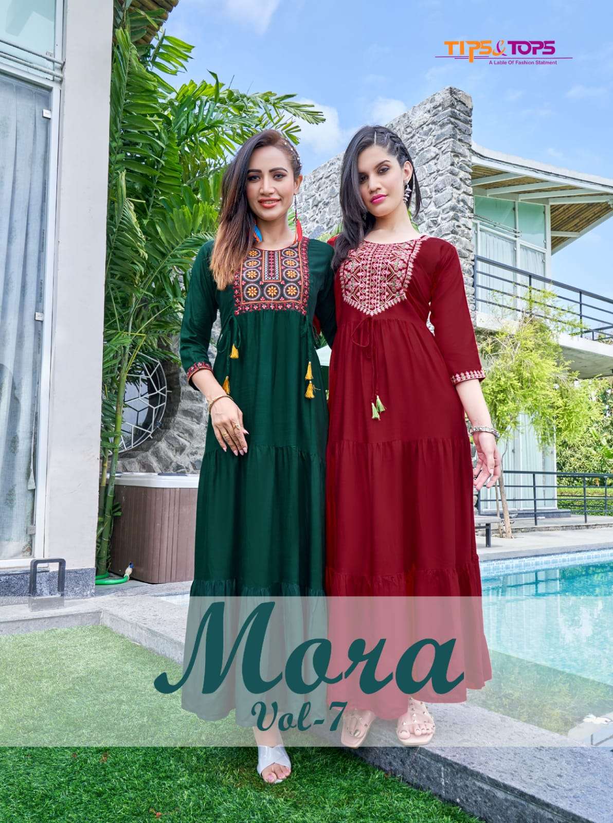 Tips & Tops-Mora Vol 07-Party-Wear-Heavy-Rayon-Hand-Work-Ghaghri-Pattern-Flair-Long Gown-Poster